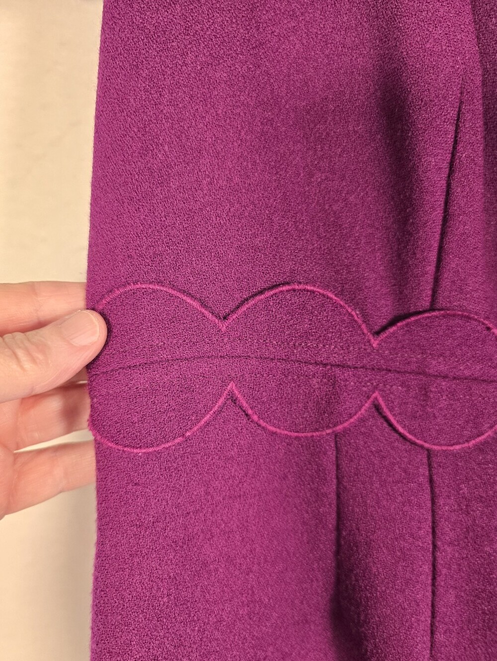 Boden Wool Fushia Scalloped Details Fall/autumn S SleeveSheath Dress Ladies Sz 8 - Picture 3 of 11